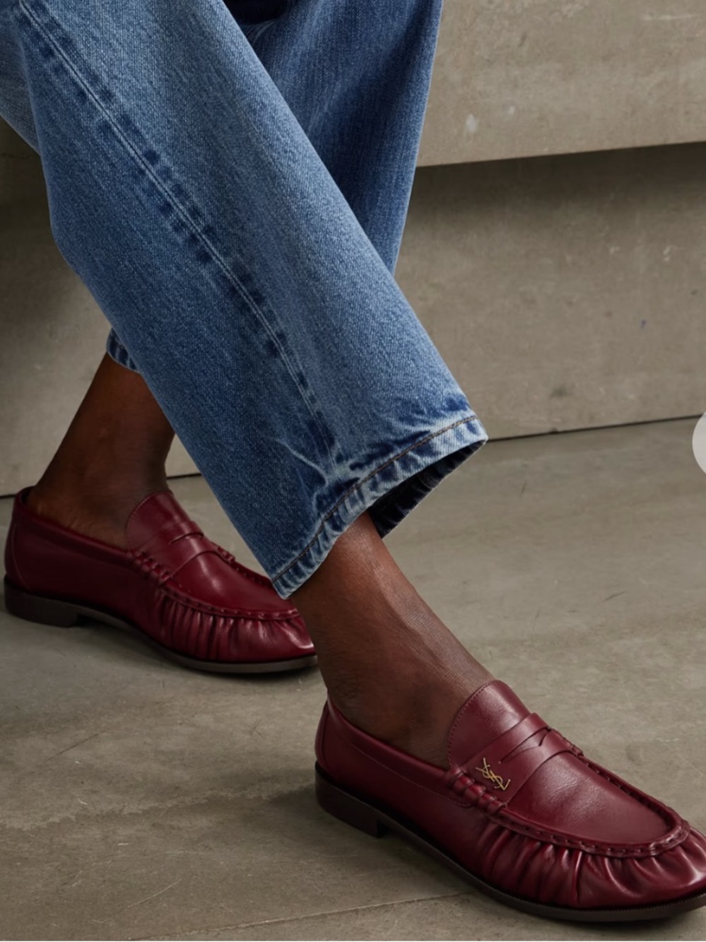 Saint Laurent Burgundy Leather Penny Loafers - Picture 13 of 15